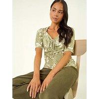 Roman Petite Floral Print Drawstring Top