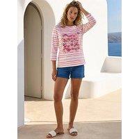 Roman Floral Hotfix Stripe Top