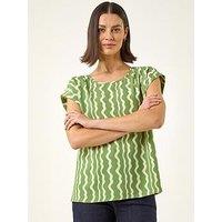 Roman Abstract Wave Print Shell Top