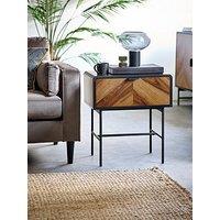 Julian Bowen Alvin Black And Natural Wood-Effect 1 Drawer Lamp Table