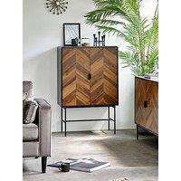 Julian Bowen Alvin Black And Natural Wood-Effect 2 Door Storage Cabinet