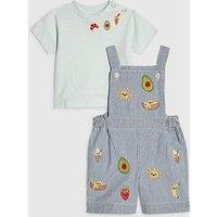 River Island Baby Boys Stripe Foods Dungaree Set - Blue