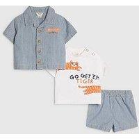 River Island Baby Boys Tiger 3 Piece Shirt Set - Blue