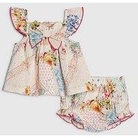 River Island Baby Girls Patchwork Bow Bloomer Set - Pink