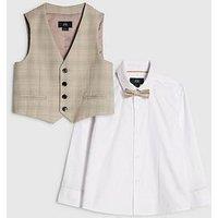 River Island Older Boys Tailored Waistcoat 3 Piece Set - Beige