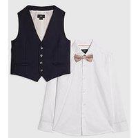 River Island Older Boys Tailored Waistcoat 3 Piece Set - Navy