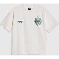 River Island Older Boys Oversized Textured Back Print Amalfi T-Shirt - Cream
