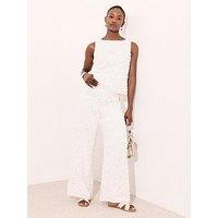 Mint Velvet Cream Sequin Beach Trouser - White