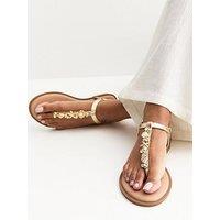 New Look Gold Shell And Starfish Charm Sandals