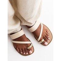 New Look Wide Fit Faux Leather Metal Toe Ring Mules - Off White