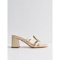 New Look Cream Faux Leather Heeled Mule Sandals - White