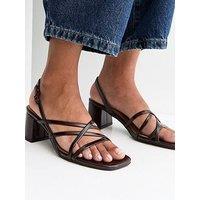New Look Dark Brown Faux Leather Multi Strap Block Heel Sandals