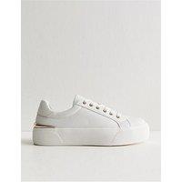 New Look White And Gold Platform Trainers