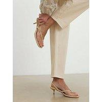River Island Toe Thong Low Heel Sandals - Beige