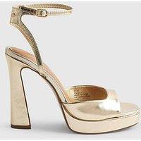 River Island Open Back Platform Sandals - Gold
