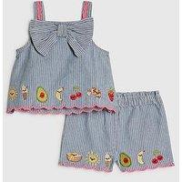 River Island Baby Girls Stripe Bow Foods Cami Set - Blue