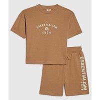 River Island Mini Boys Essentialism T-Shirt Set - Brown