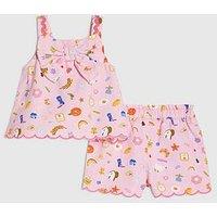 River Island Baby Girls Icon Bow Foods Cami Set - Pink