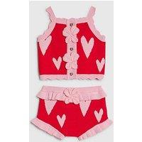 River Island Baby Girls Heart Knitted Set - Red