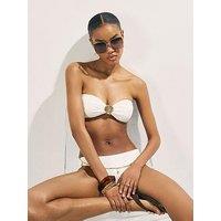 River Island Texture Shell Bandeau Bikini Top - White