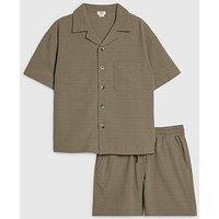 River Island Older Boys Textured Shirt Set - Dark Khaki