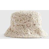 River Island Older Girls Crochet Style Bucket Hat - Cream