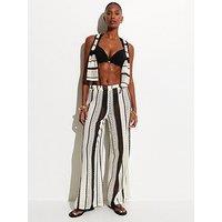 New Look Cream Striped Crochet Beach Trousers