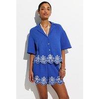 New Look Blue Embroidered Beach Shirt