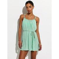 New Look Plaited Belt Beach Mini Dress - Turquoise