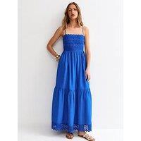 New Look Blue Crochet Panel Beach Maxi Dress