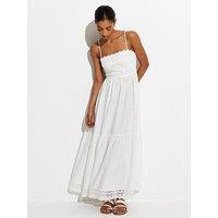 New Look Crochet Panel Beach Maxi Dress - White