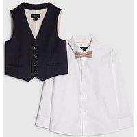 River Island Mini Boys Tailored Waistcoat Suit Jacket Set - Navy