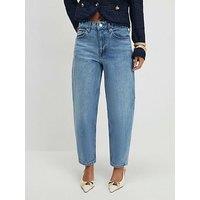 River Island Petite Jacob Core Barrel Jeans - Blue