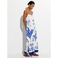 New Look Painted Leaf Pattern Beach Maxi Dress - White
