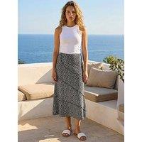 Roman Asymmetric Ditsy Print Midi Skirt