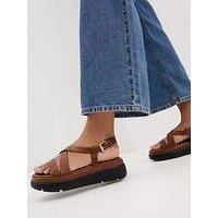 New Look Tan Faux Leather Crossover Strap Flatform Sandals