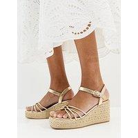New Look Faux Leather Strappy Wedges - Gold