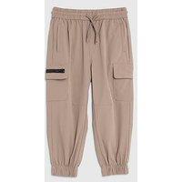 River Island Mini Boys Zip Drawstring Cargo Pants - Beige