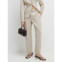 River Island Soft Tailored Barrel Trousers - Cream