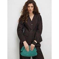 River Island Long Sleeve Collarless Cotton Co-Ord Blazer - Brown