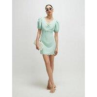 River Island Scallop Trim V Neck Dress - Green