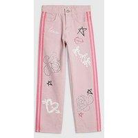 River Island Older Girls Graffiti Straight Jeans - Pink