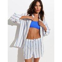 New Look White And Blue Striped Co-Ord Beach Shirt
