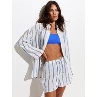 New Look White And Blue Stripe Beach Shorts