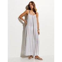 New Look Blue Striped Tie Back Beach Maxi Dress