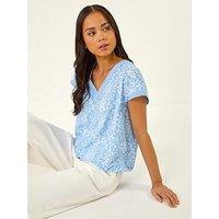 Roman Petite V-Neck Trim Stretch Top