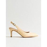 New Look Light Yellow Faux Leather Slingback Stiletto Court Shoes