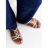 New Look Embellished Round Toe Sandals - Silver