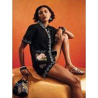 River Island Tdh Beaded Floral Co-Ord Shirt - Black