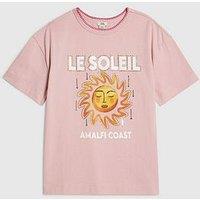 River Island Older Girls Amalfi Sun Embellished T-Shirt - Pink